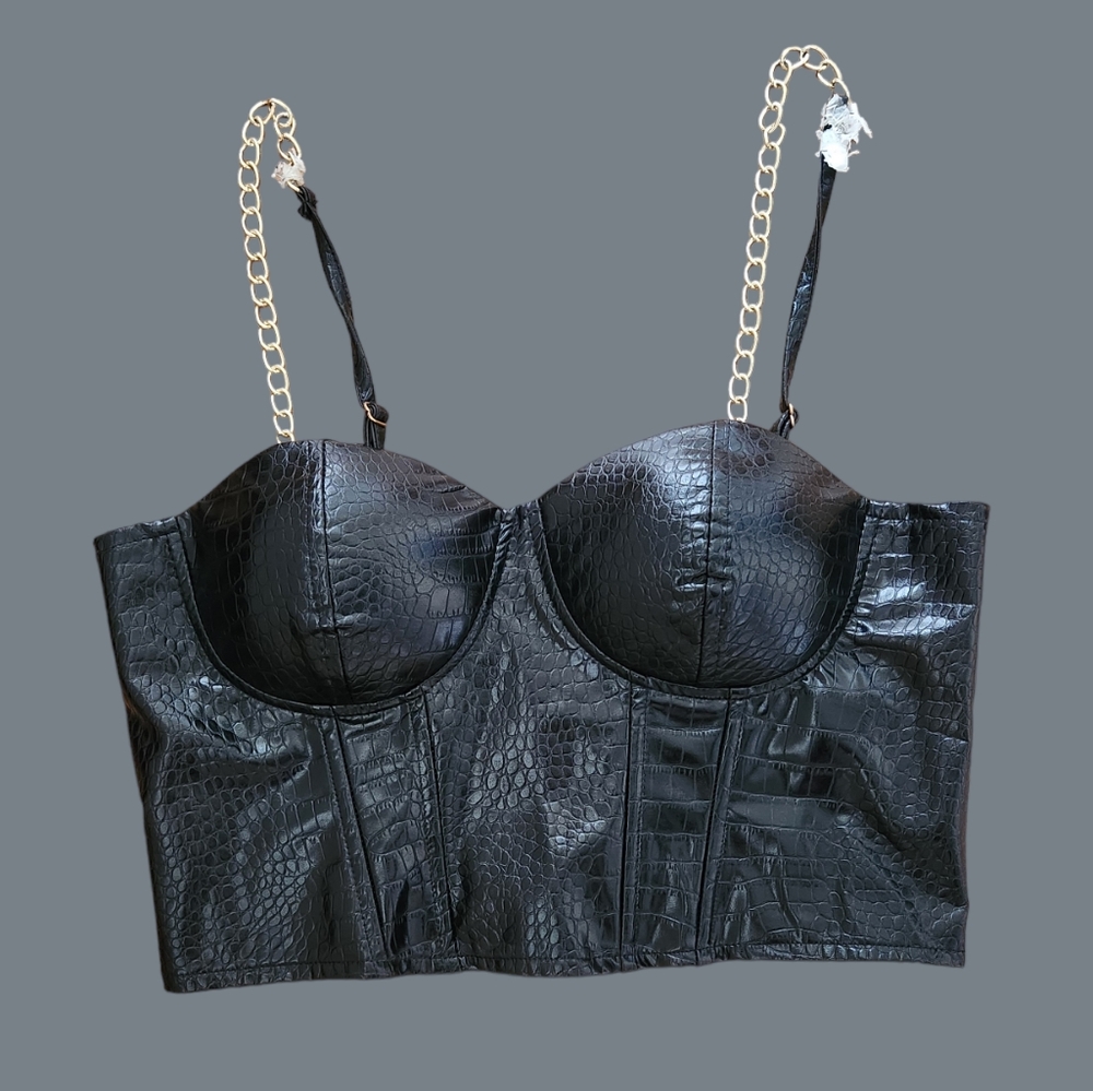 Faux leather corset top NWT medium